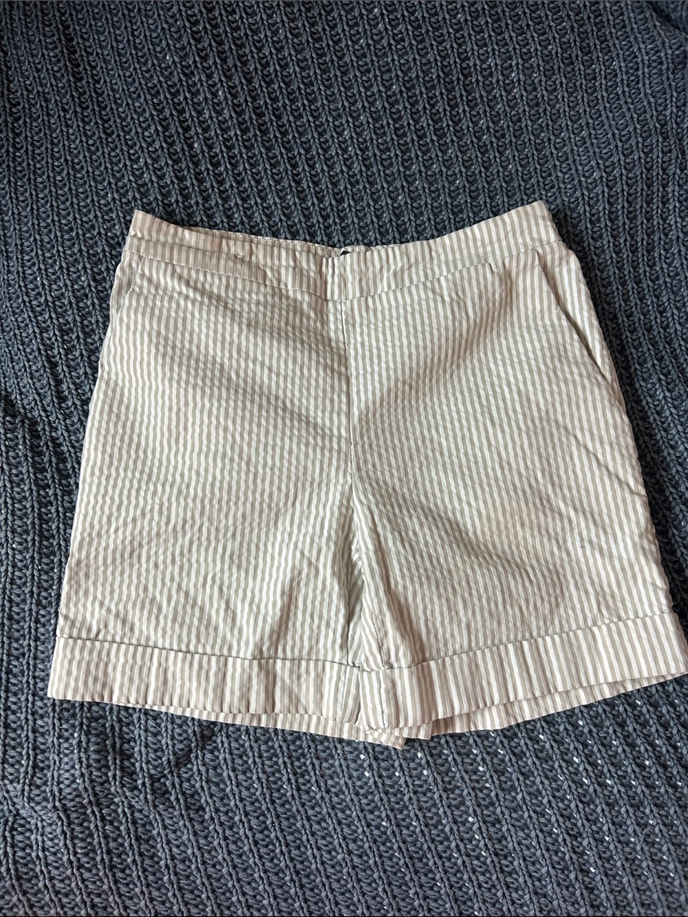 Jones New York Beige and White Striped Women's Shorts